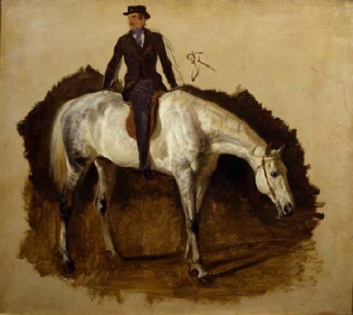 Filippo Palizzi Cavallo bianco da caccia e cavaliere oil painting image